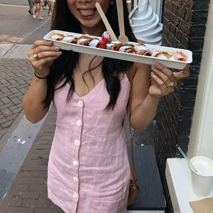 Reformation pink linen mini dress - perfect for vacay